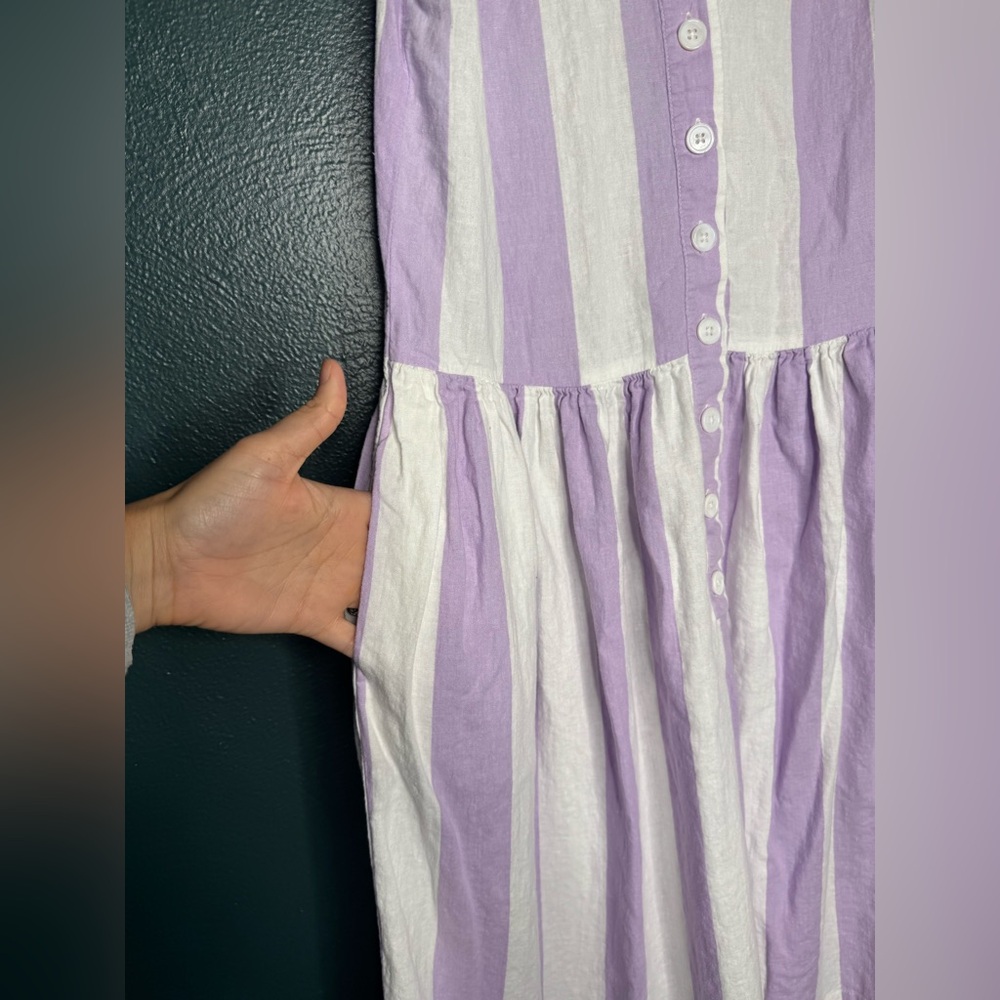 Urban Outfitters Purple and White Stripe Linen Midi Dress - Picture 5 of 8